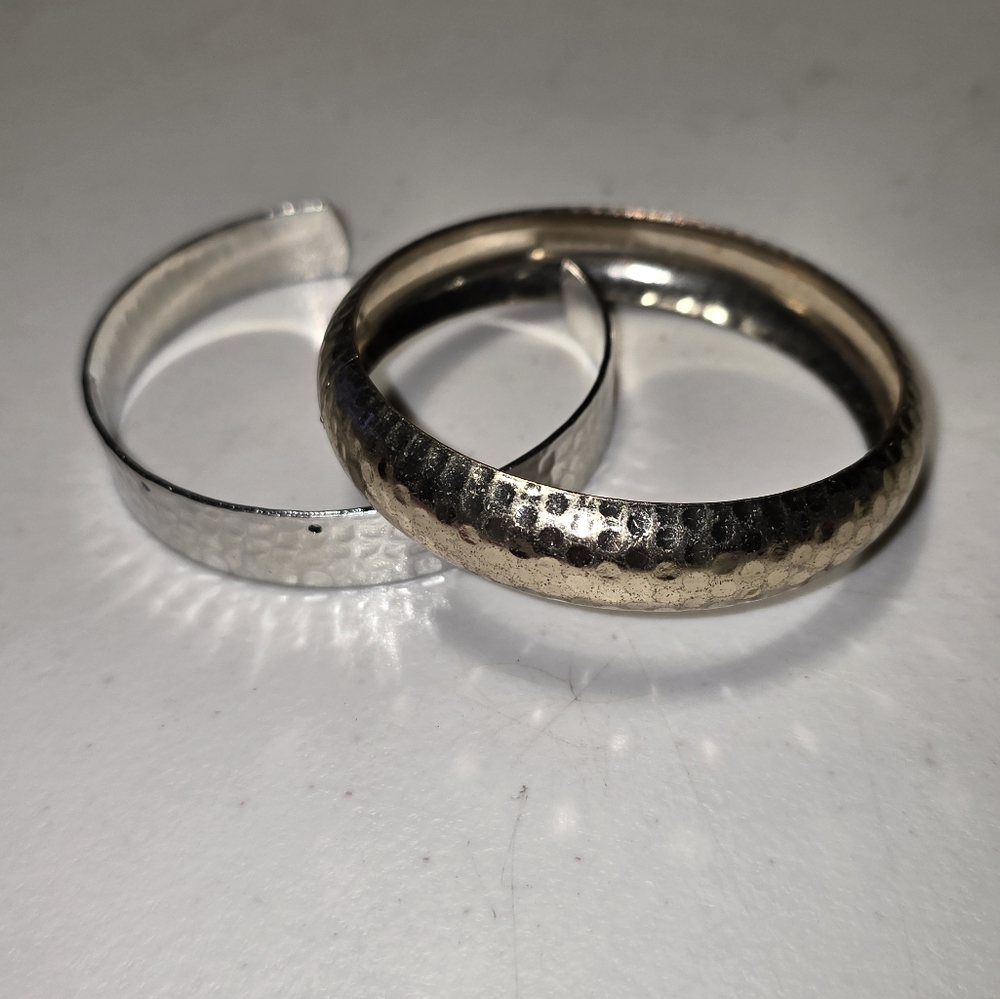 Lot of 2 Various Hammered Metal Bracelets Lot 7